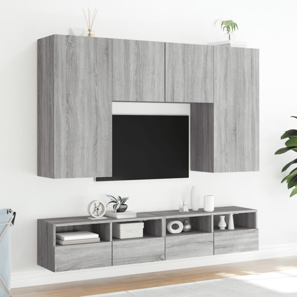 Meubles TV muraux 2pcs sonoma gris 100x30x30 cm bois ingénierie