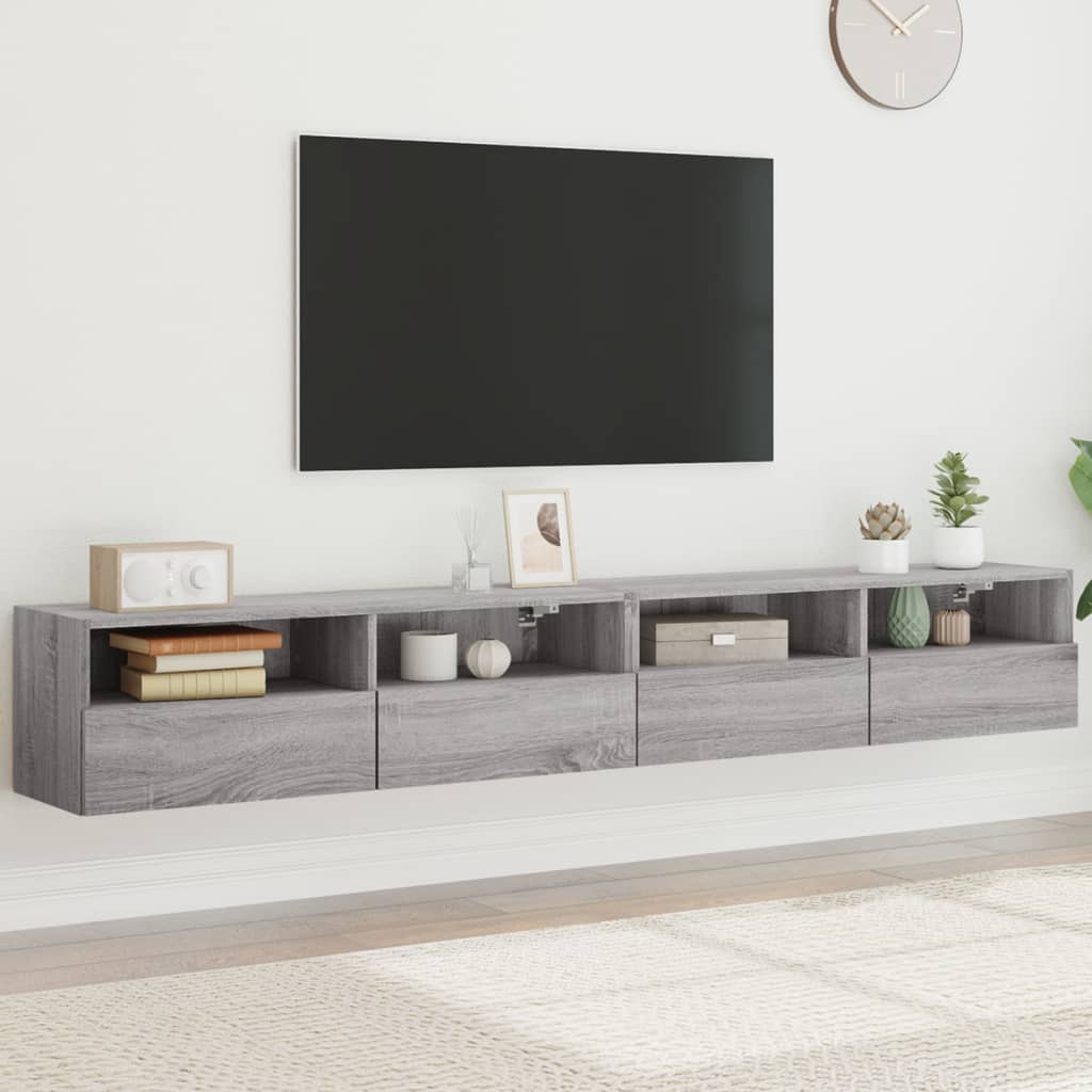 Meubles TV muraux 2pcs sonoma gris 100x30x30 cm bois ingénierie