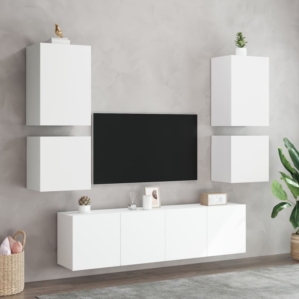 Meubles TV muraux 2 pcs blanc 40,5x30x40 cm bois d'ingénierie