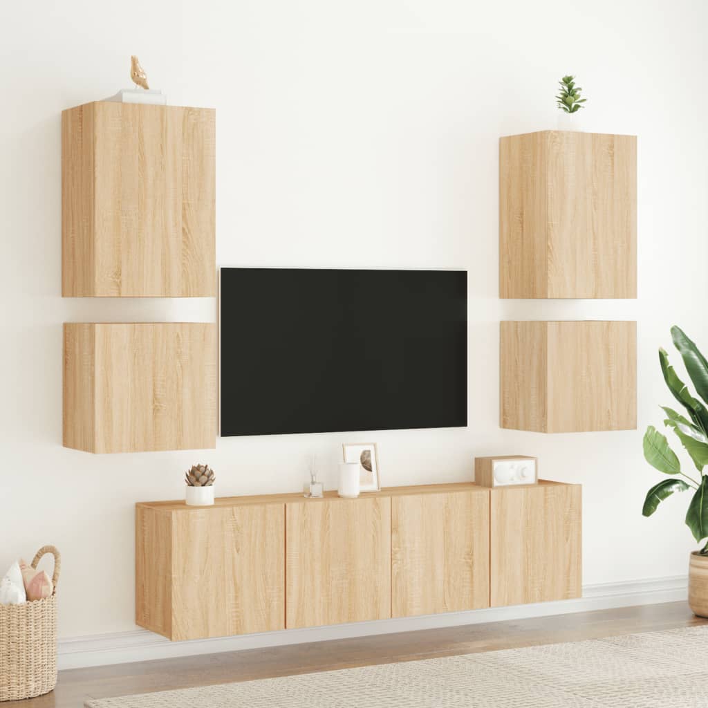 Meuble TV mural chêne sonoma 40,5x30x40 cm bois d'ingénierie