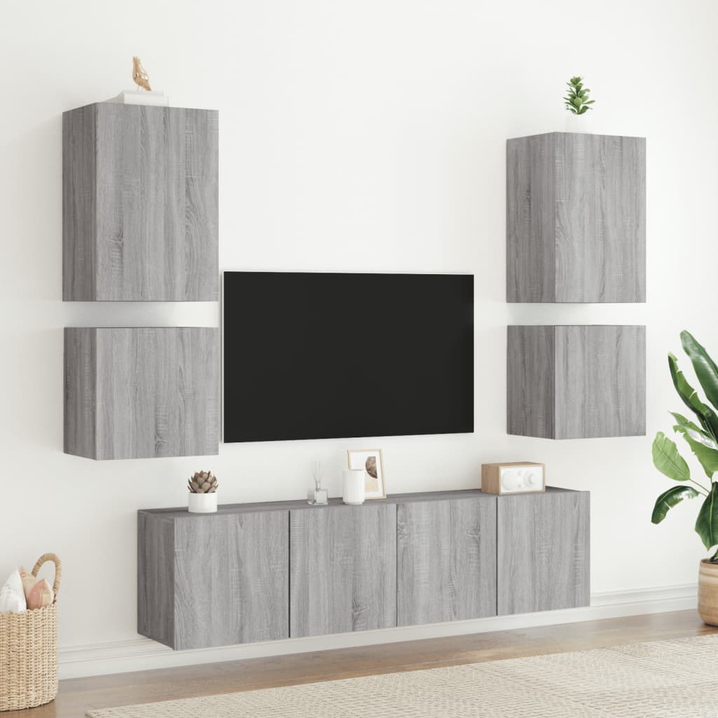 Meuble TV mural sonoma gris 40,5x30x40 cm bois d'ingénierie