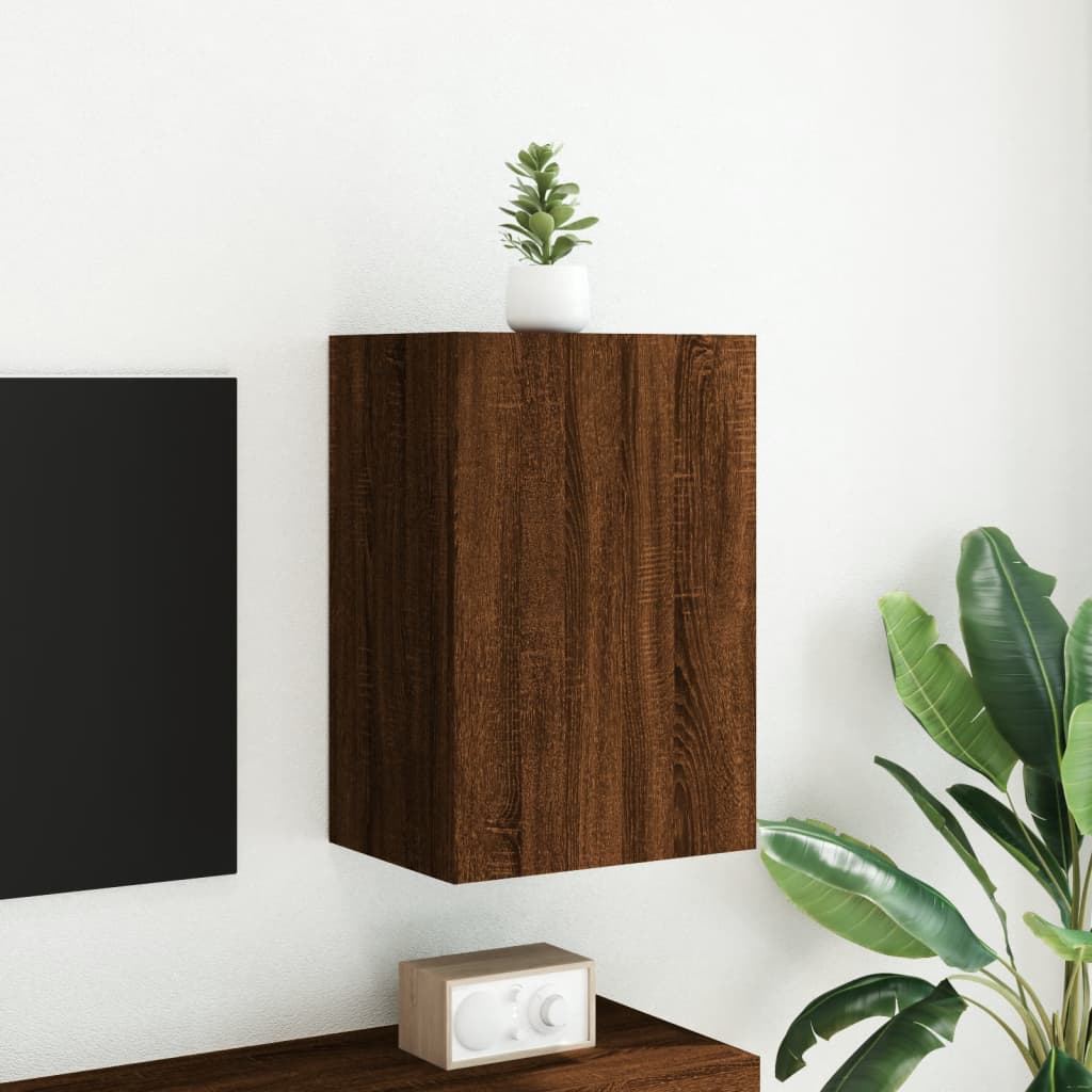 Meuble TV mural chêne marron 40,5x30x60 cm bois d'ingénierie