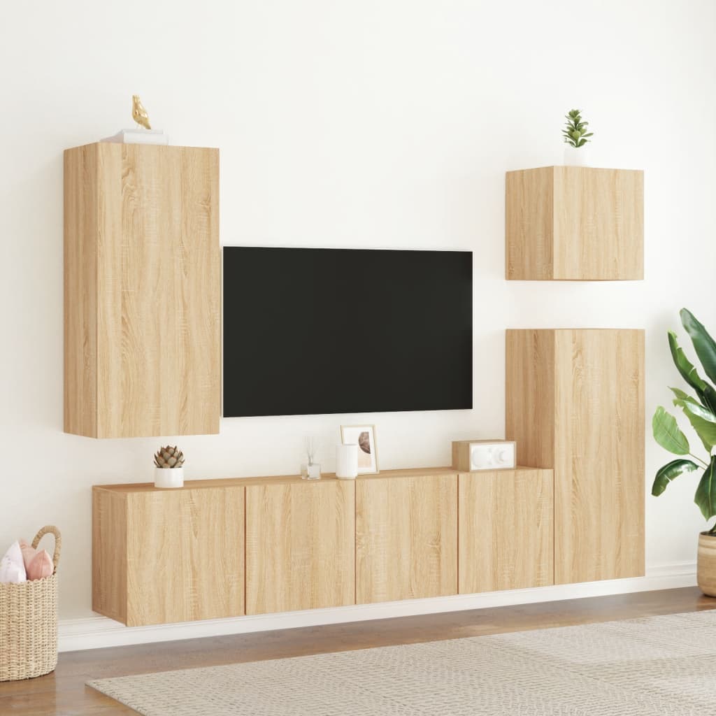 Sonoma oak wall mounted TV cabinet 40.5x30x90 cm engineered wood