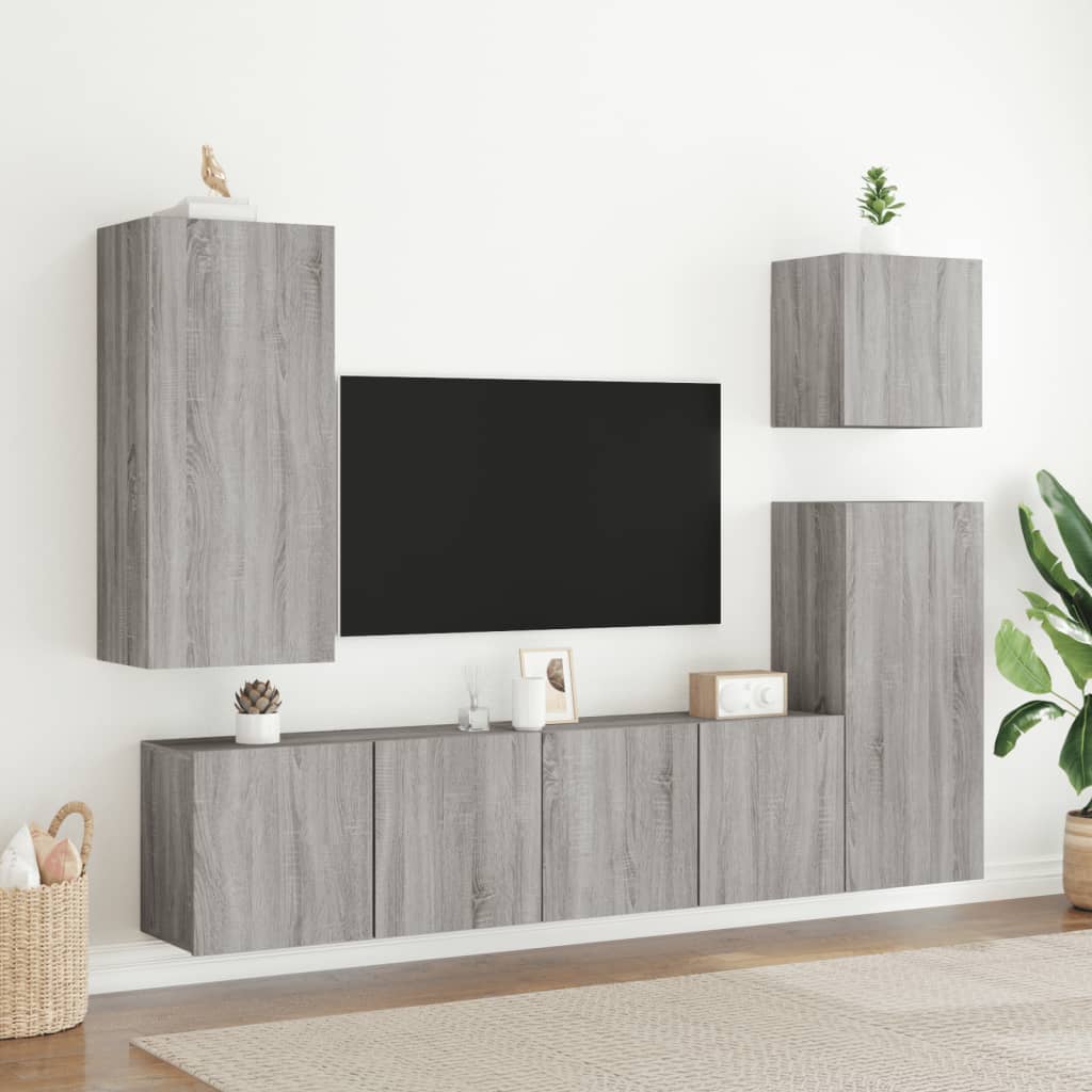 Meuble TV mural sonoma gris 40,5x30x90 cm bois d'ingénierie