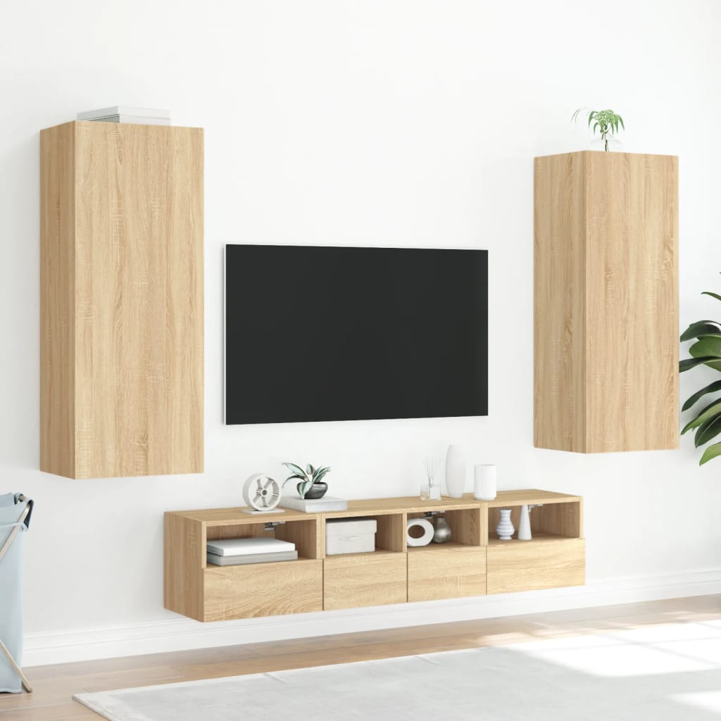 Meuble TV mural chêne sonoma 40,5x30x102 cm bois d'ingénierie