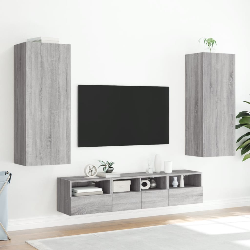 Meuble TV mural sonoma gris 40,5x30x102 cm bois d'ingénierie