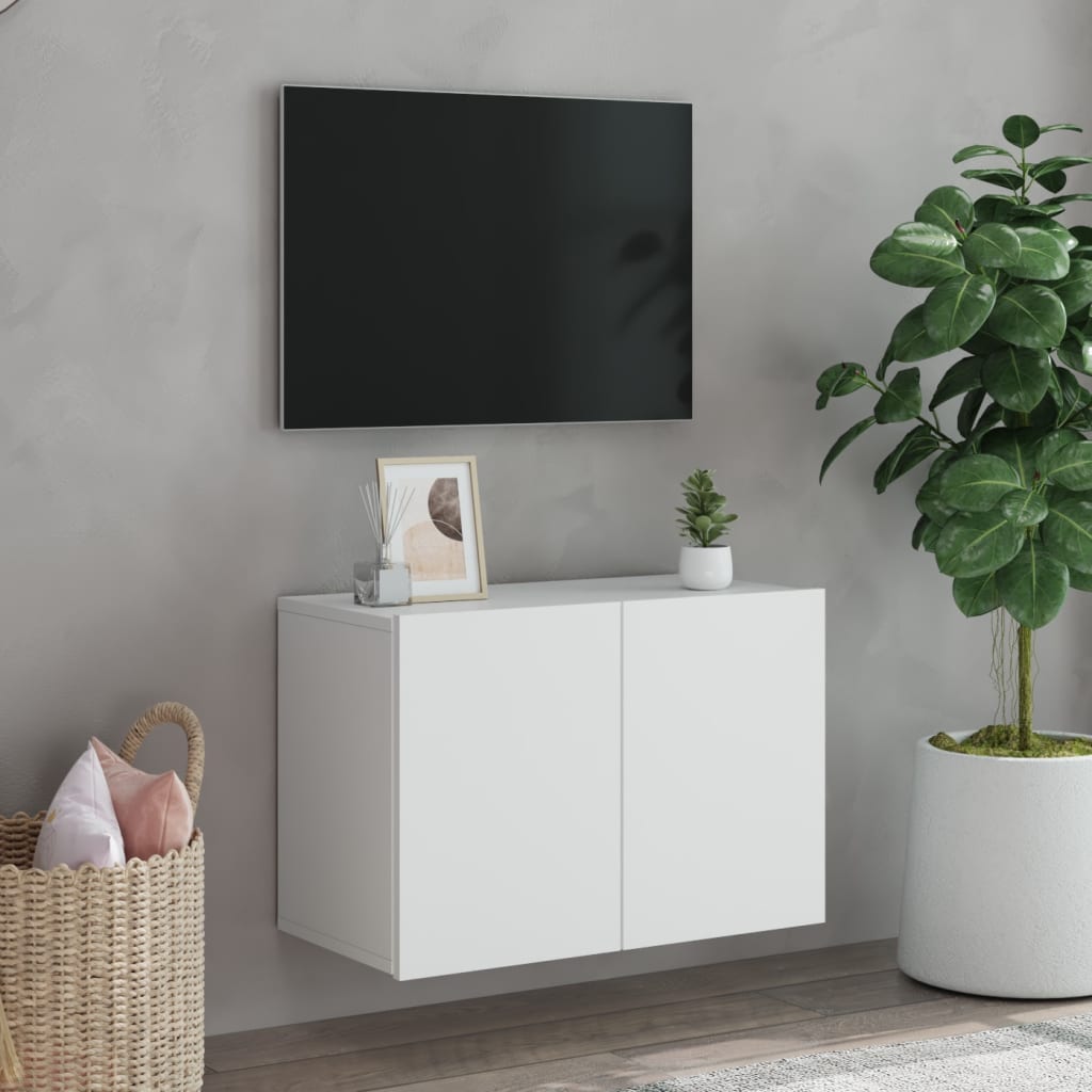 Meuble TV mural blanc 60x30x41 cm