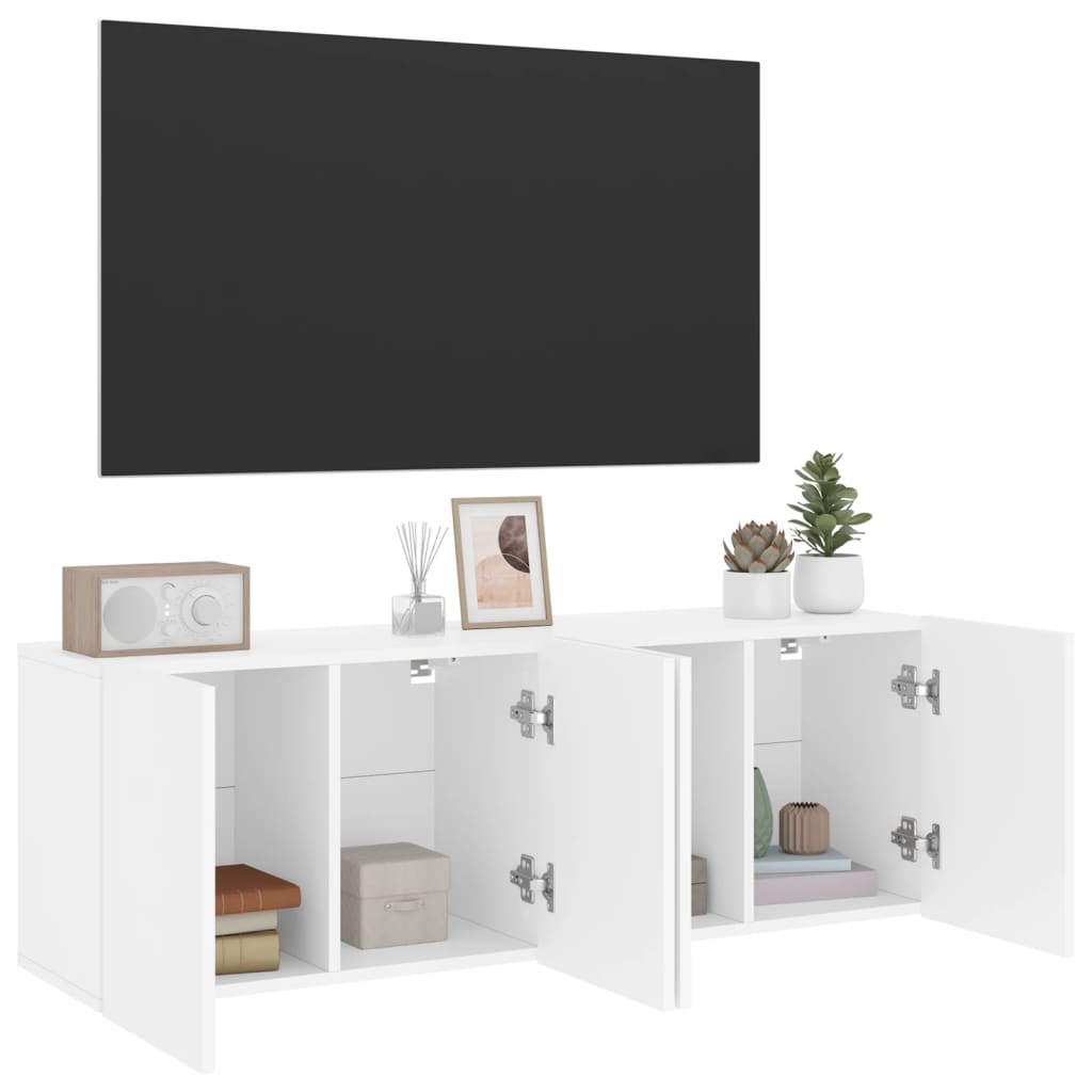 Meubles TV muraux 2 pcs blanc 60x30x41 cm