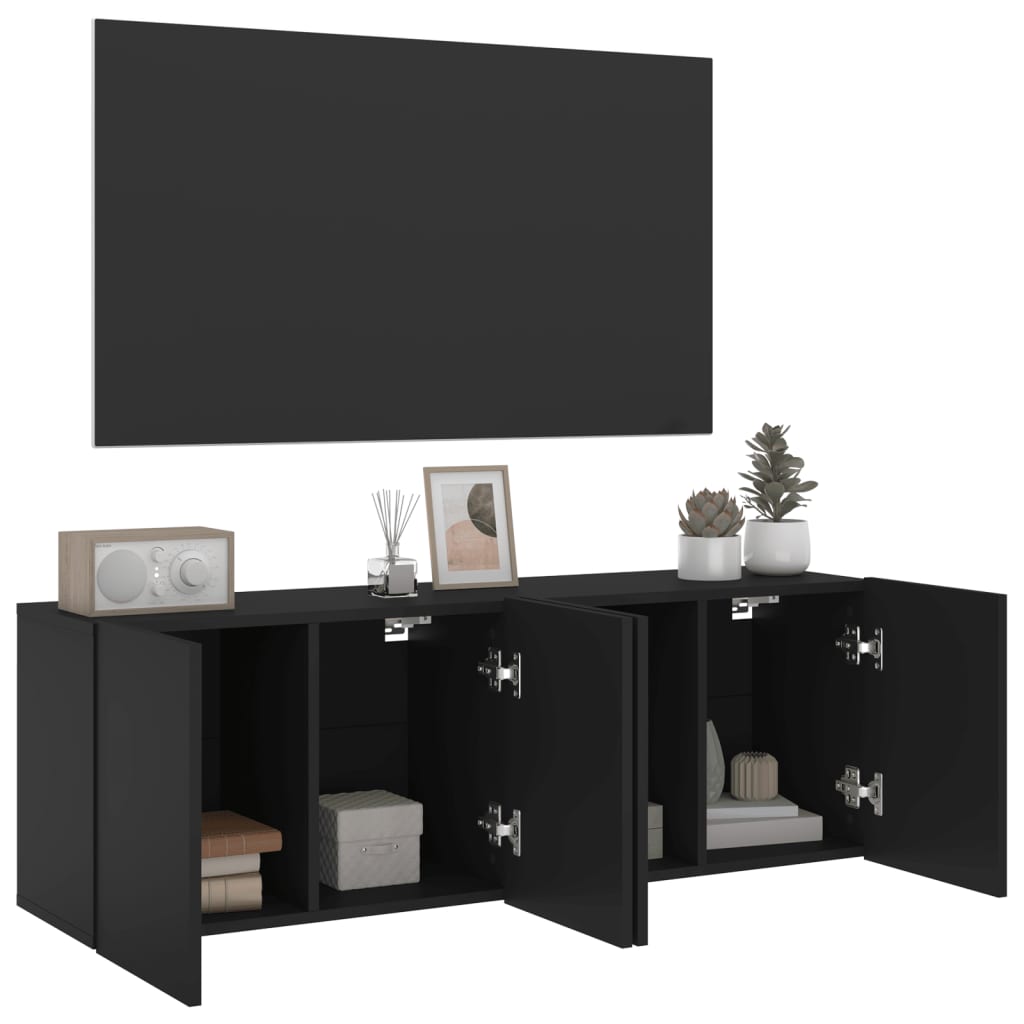 Meubles TV muraux 2 pcs noir 60x30x41 cm