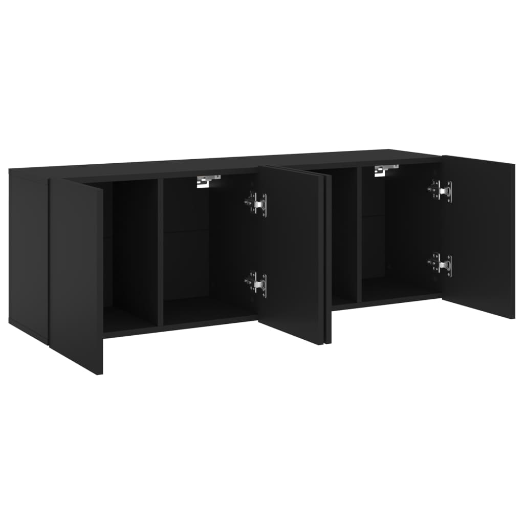 Meubles TV muraux 2 pcs noir 60x30x41 cm