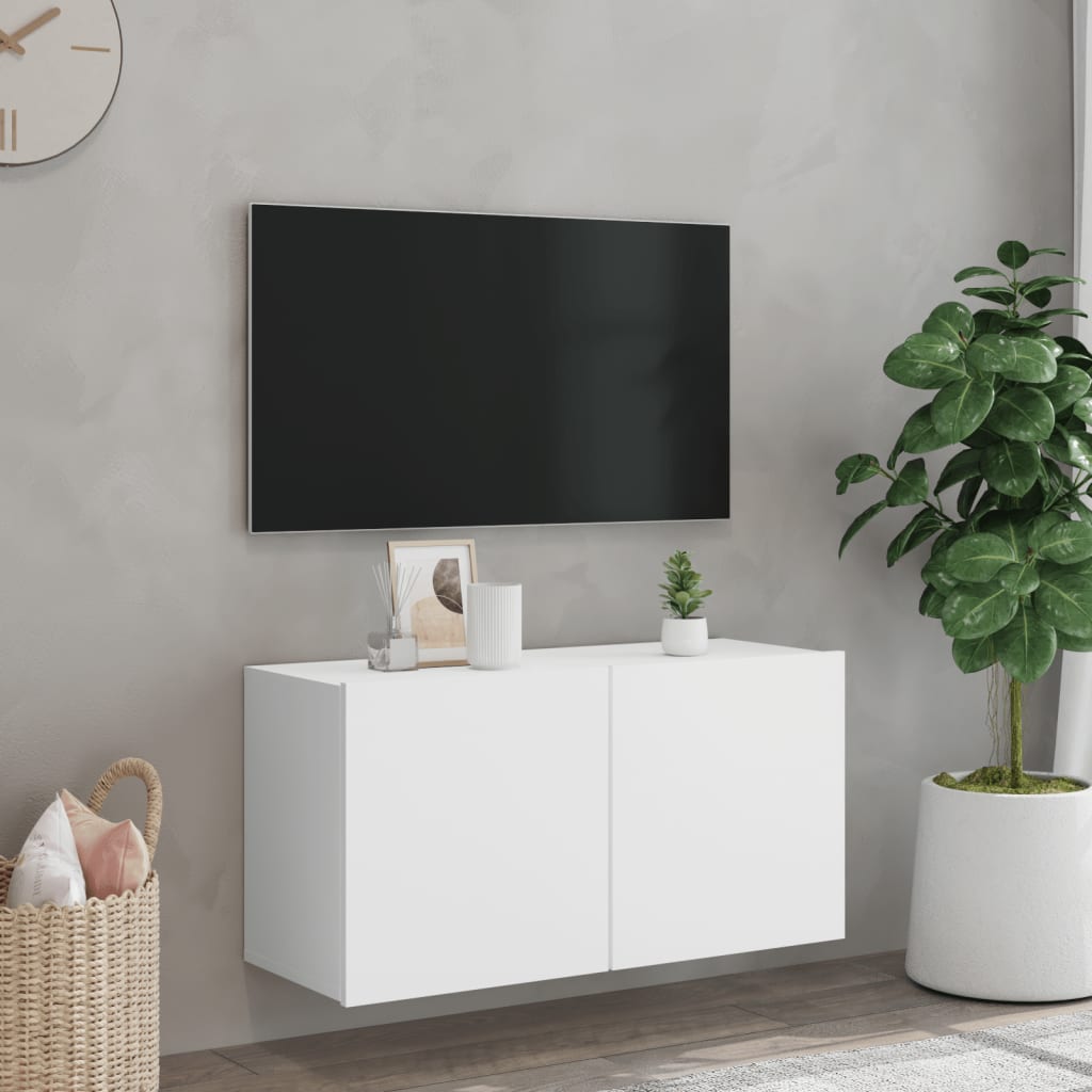 Meuble TV mural blanc 80x30x41 cm