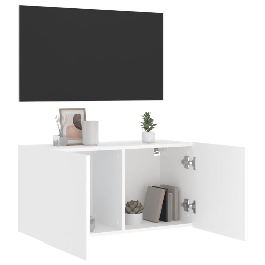 Meuble TV mural blanc 80x30x41 cm