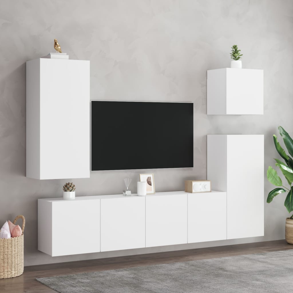 Meuble TV mural blanc 80x30x41 cm