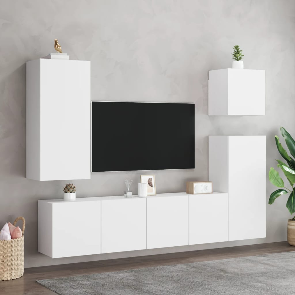 Meubles TV muraux 2 pcs blanc 80x30x41 cm