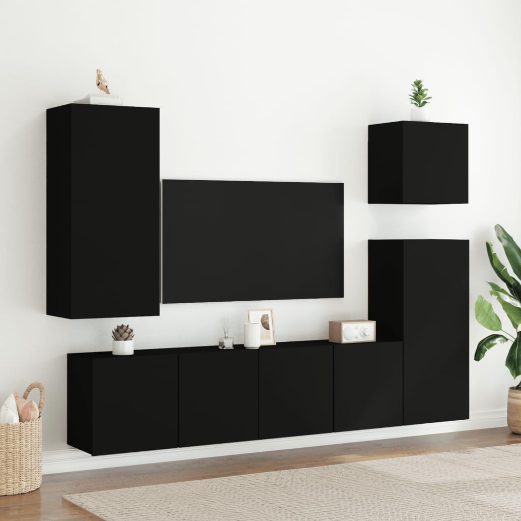 Meuble TV mural noir 80x30x41 cm