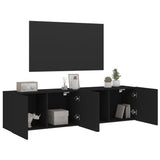 Meubles TV muraux 2 pcs noir 80x30x41 cm