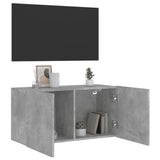 Meuble TV mural gris béton 80x30x41 cm