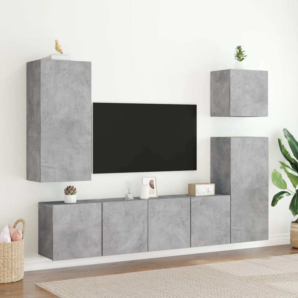 Meuble TV mural gris béton 80x30x41 cm