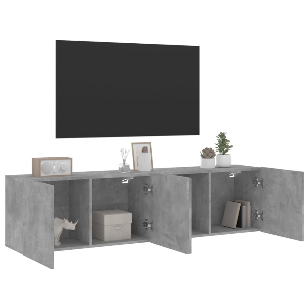 Meubles TV muraux 2 pcs gris béton 80x30x41 cm