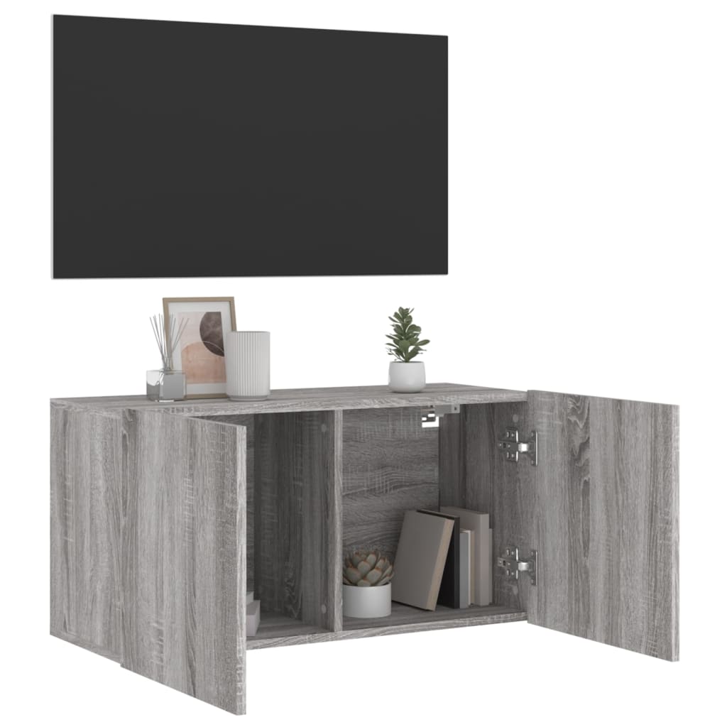 Meuble TV mural sonoma gris 80x30x41 cm