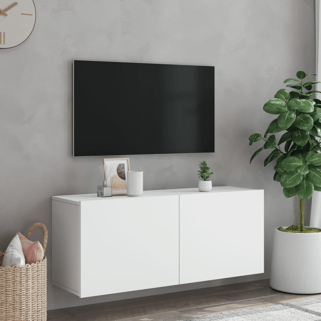 Meuble TV mural blanc 100x30x41 cm