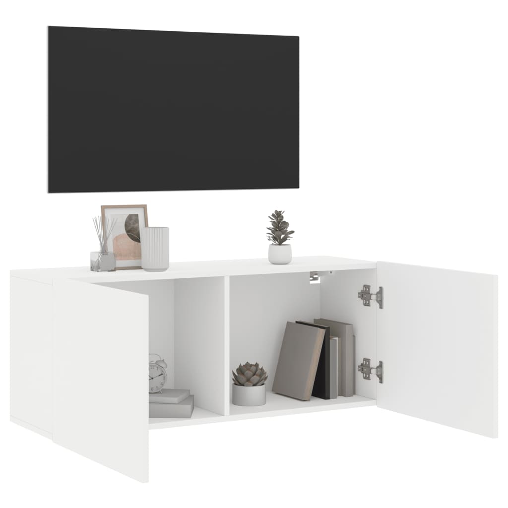 Meuble TV mural blanc 100x30x41 cm