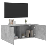 Meuble TV mural gris béton 100x30x41 cm