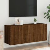 Meuble TV mural chêne marron 100x30x41 cm