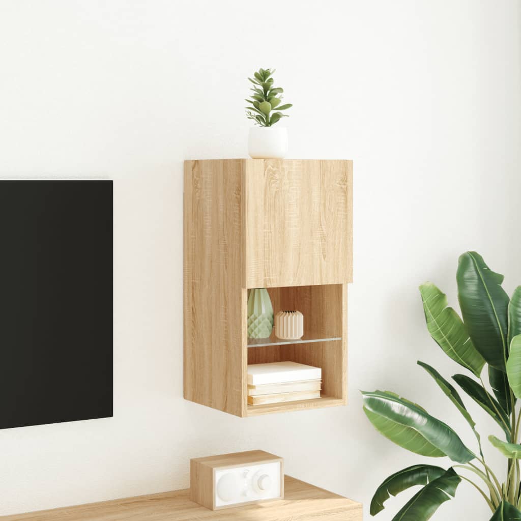 Meuble TV avec lumières LED chêne sonoma 30,5x30x60 cm