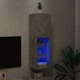 Meuble TV avec lumières LED gris béton 30,5x30x102 cm