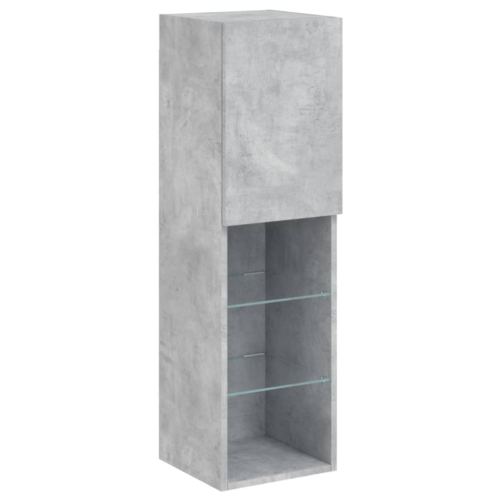 Meuble TV avec lumières LED gris béton 30,5x30x102 cm