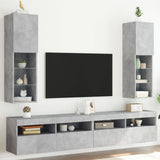 Meubles TV avec lumières LED 2 pcs gris béton 30,5x30x102 cm