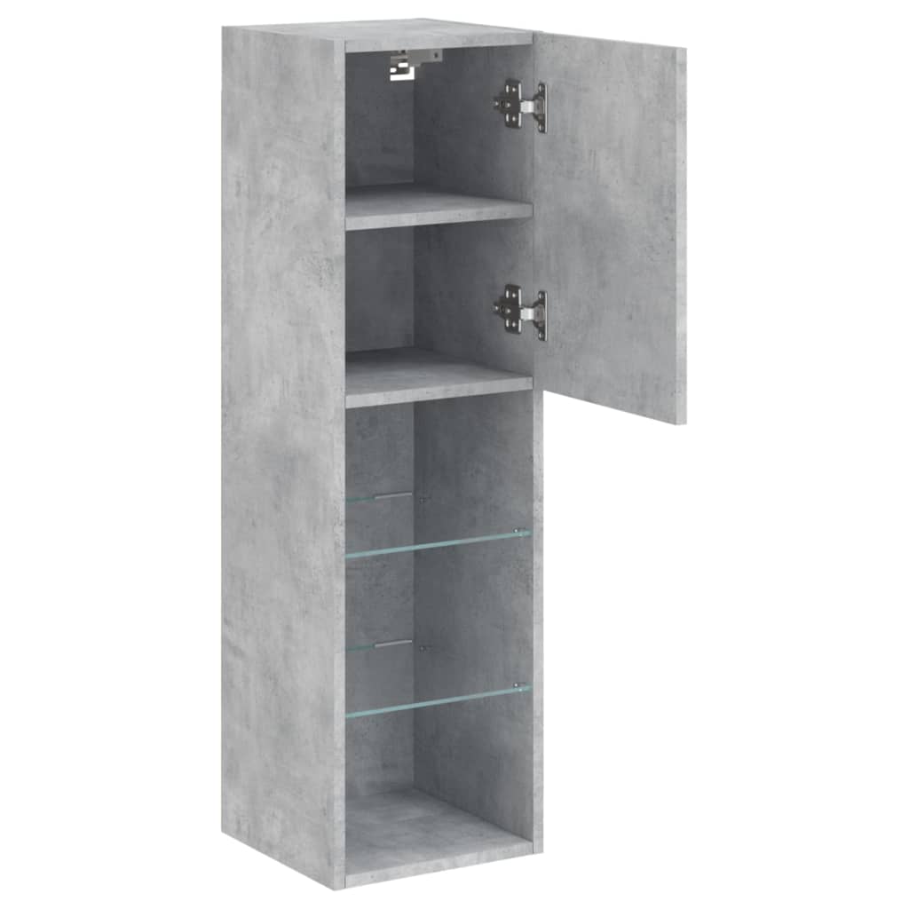 Meubles TV avec lumières LED 2 pcs gris béton 30,5x30x102 cm