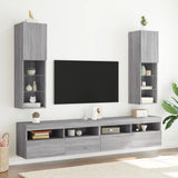 Meubles TV avec lumières LED 2 pcs sonoma gris 30,5x30x102 cm