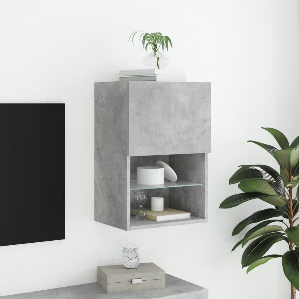 Meuble TV avec lumières LED gris béton 40,5x30x60 cm