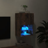 TV cabinet with LED lights smoked oak 40.5x30x60 cm