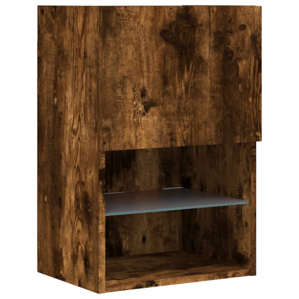 TV cabinet with LED lights smoked oak 40.5x30x60 cm