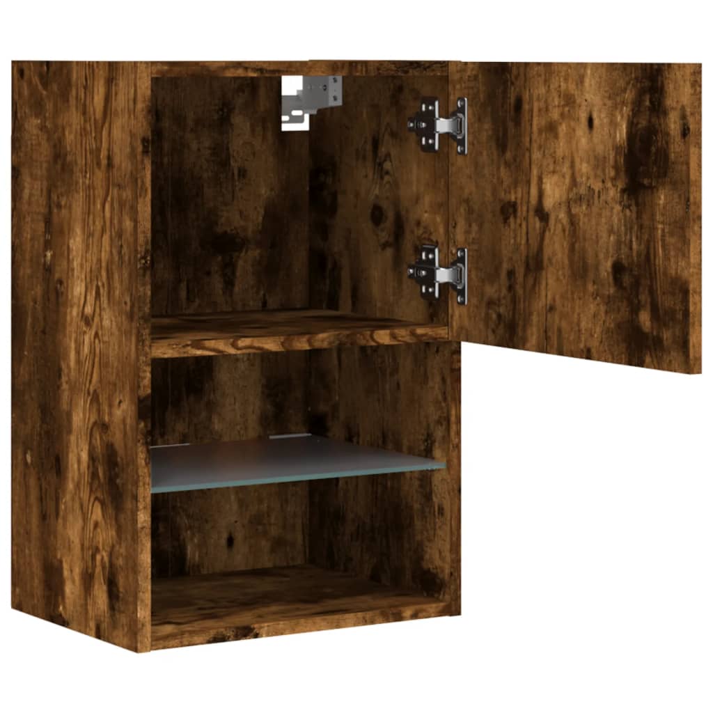 TV cabinet with LED lights smoked oak 40.5x30x60 cm