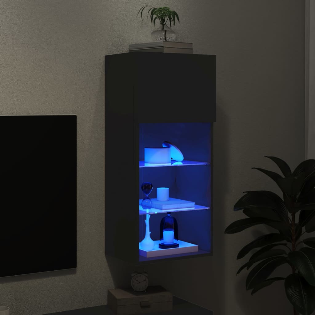 Meuble TV avec lumières LED noir 40,5x30x90 cm