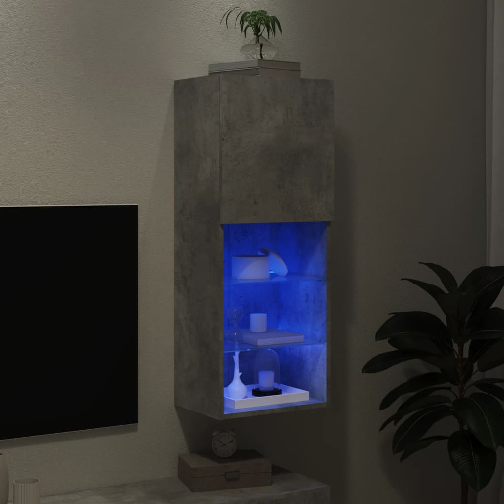 Meuble TV avec lumières LED gris béton 40,5x30x102 cm