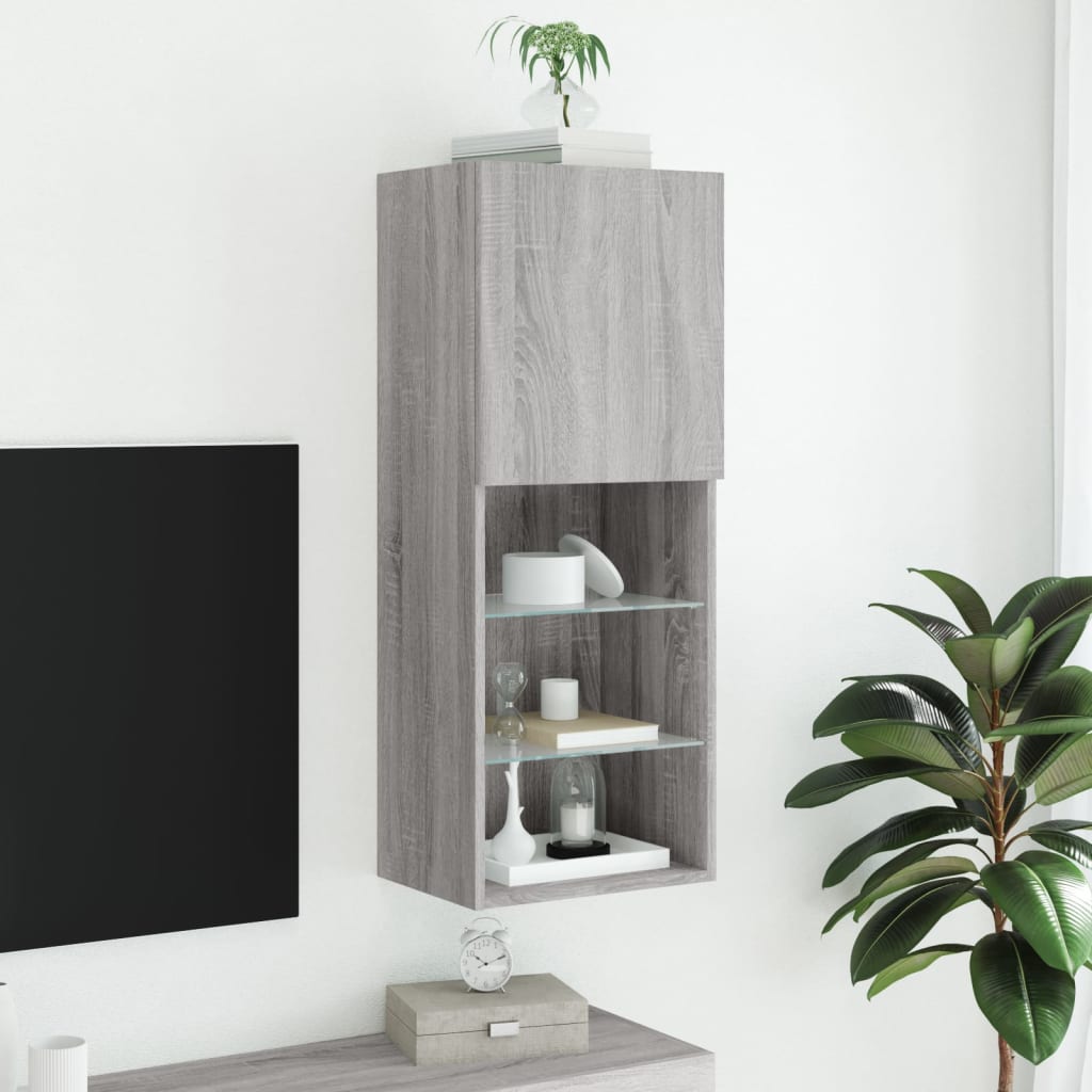 Meuble TV avec lumières LED sonoma gris 40,5x30x102 cm