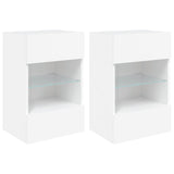 Meubles TV muraux avec lumières LED 2 pcs blanc 40x30x60,5 cm