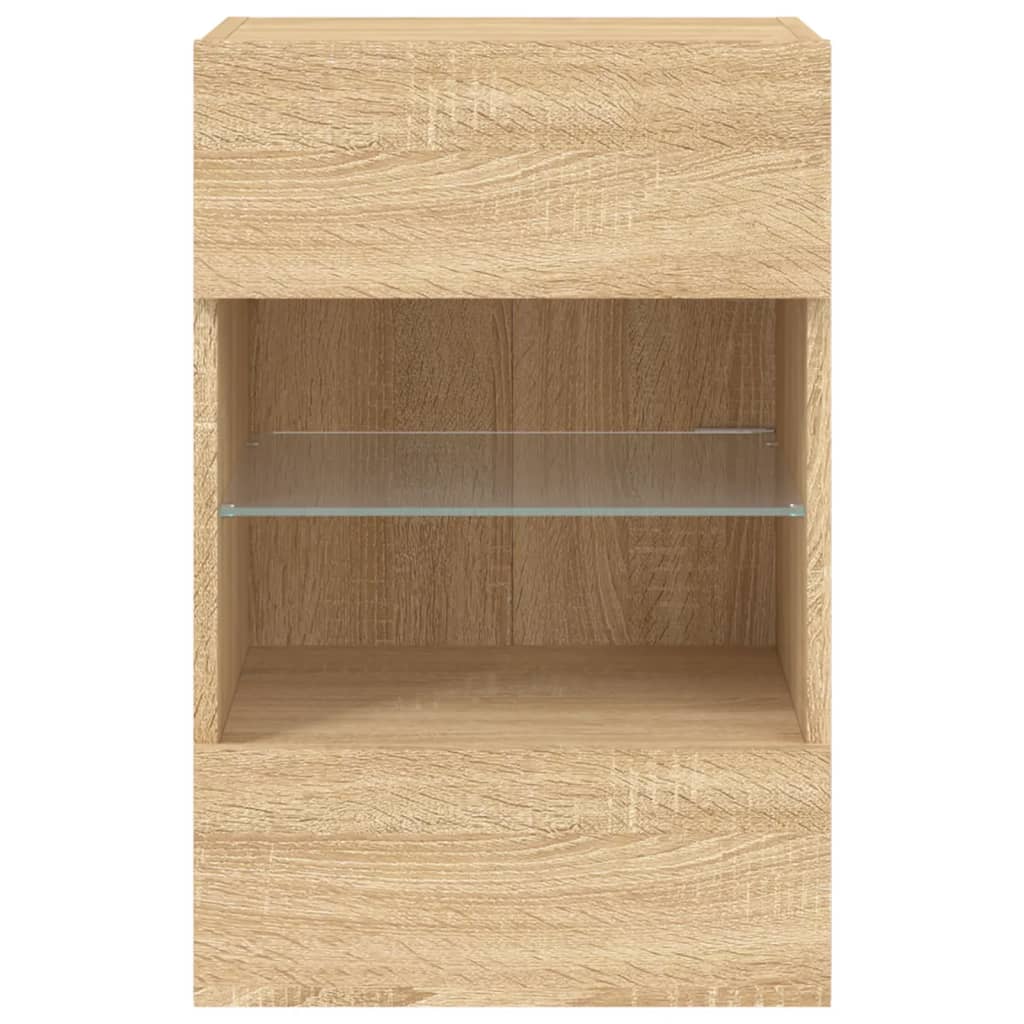 Meubles TV muraux lumières LED 2 pcs chêne sonoma 40x30x60,5 cm