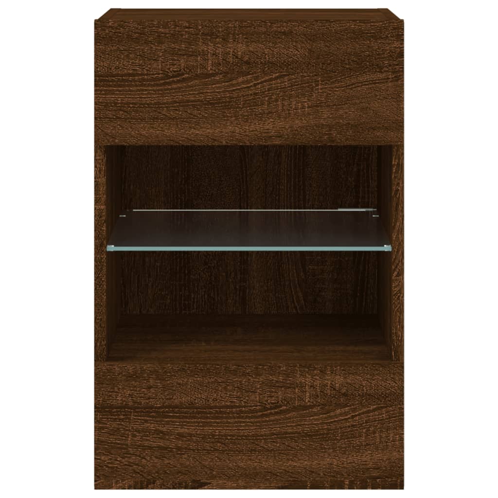 Meubles TV muraux lumières LED 2 pcs chêne marron 40x30x60,5 cm