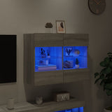 Meuble TV mural avec lumières LED sonoma gris 78,5x30x60,5 cm