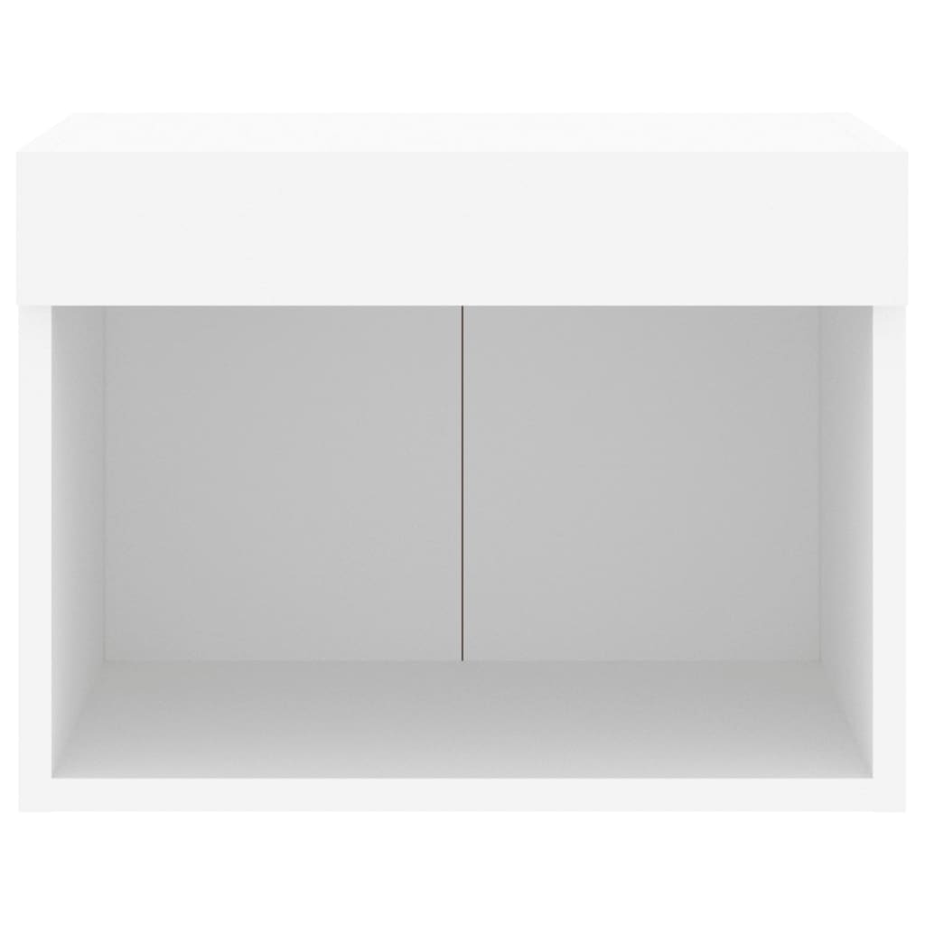 Tables de chevet murales avec lumières LED 2 pcs blanc