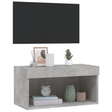 Meuble TV avec lumières LED gris béton 60x30x30 cm