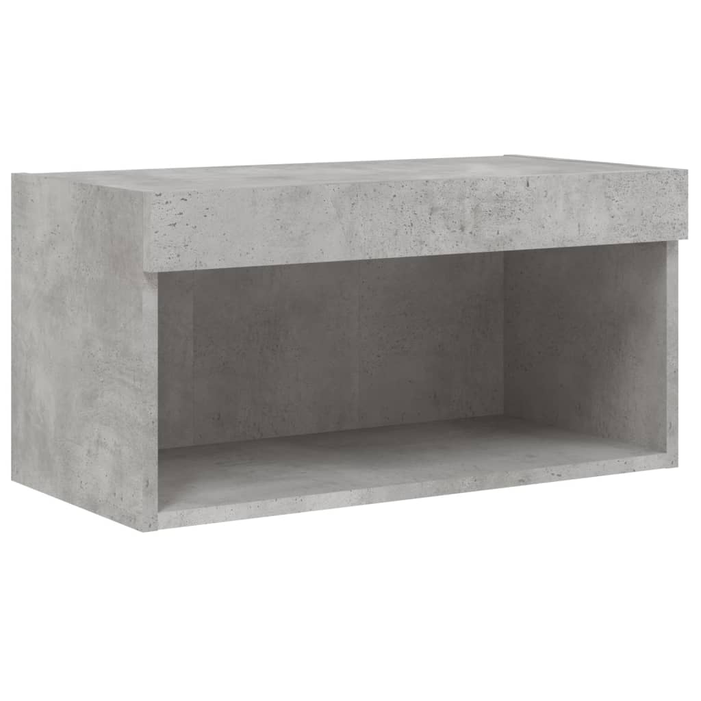 Meuble TV avec lumières LED gris béton 60x30x30 cm