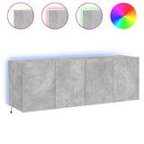 Meubles TV muraux et lumières LED 2pcs gris béton 60x35x41 cm