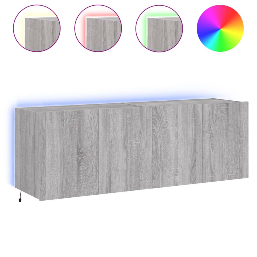 Meubles TV muraux et lumières LED 2pcs sonoma gris 60x35x41 cm